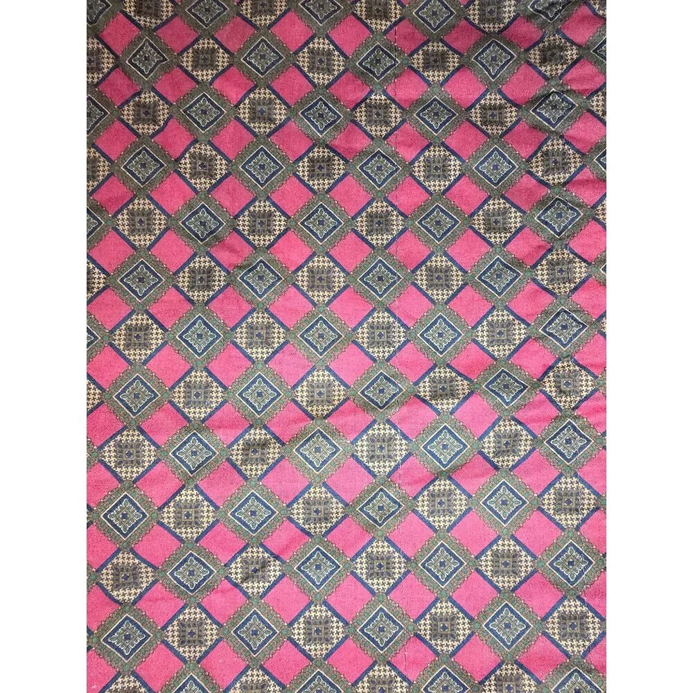 Tommy Hilfiger Foulard Decorative Valance Diamond Red Green‎ Cotton Italy/USA